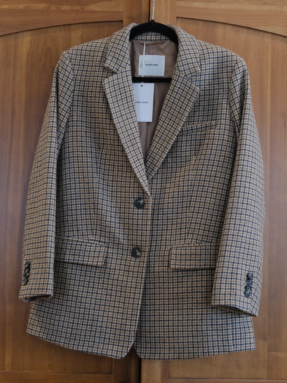 Everlane Women's Camel Houndstooth Blazer